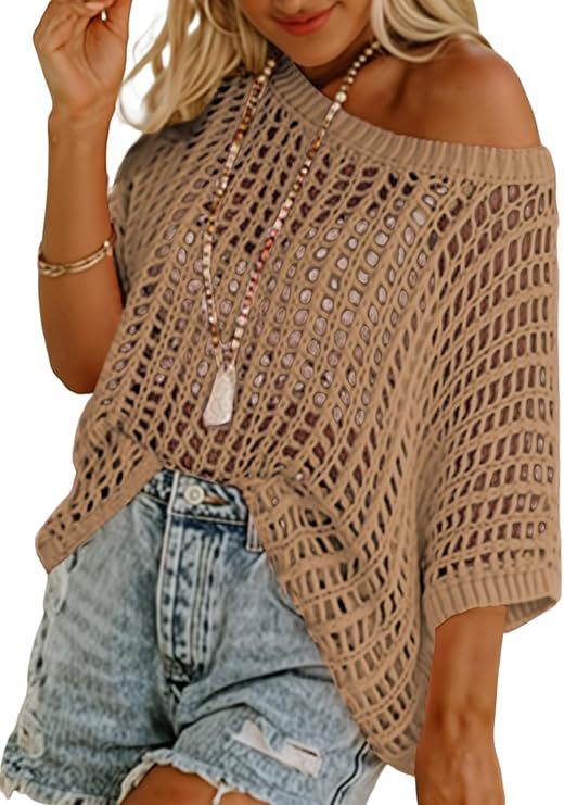 Relaxed Open Weave Knit Cover Top