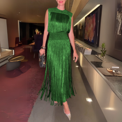 Glamorous Fringe Evening Dress (Buy 2 Free Shipping)