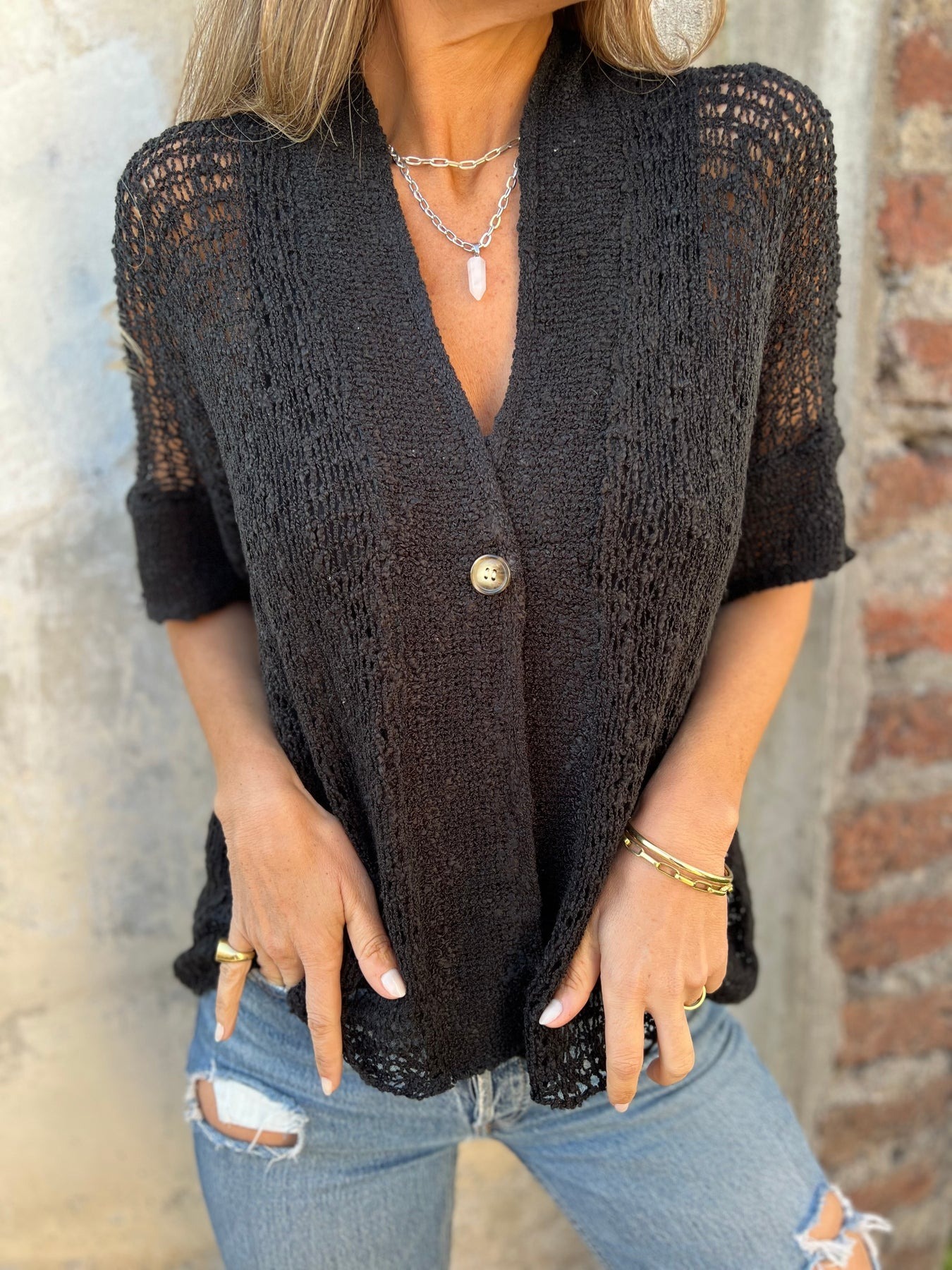 One Button Woven Shirt