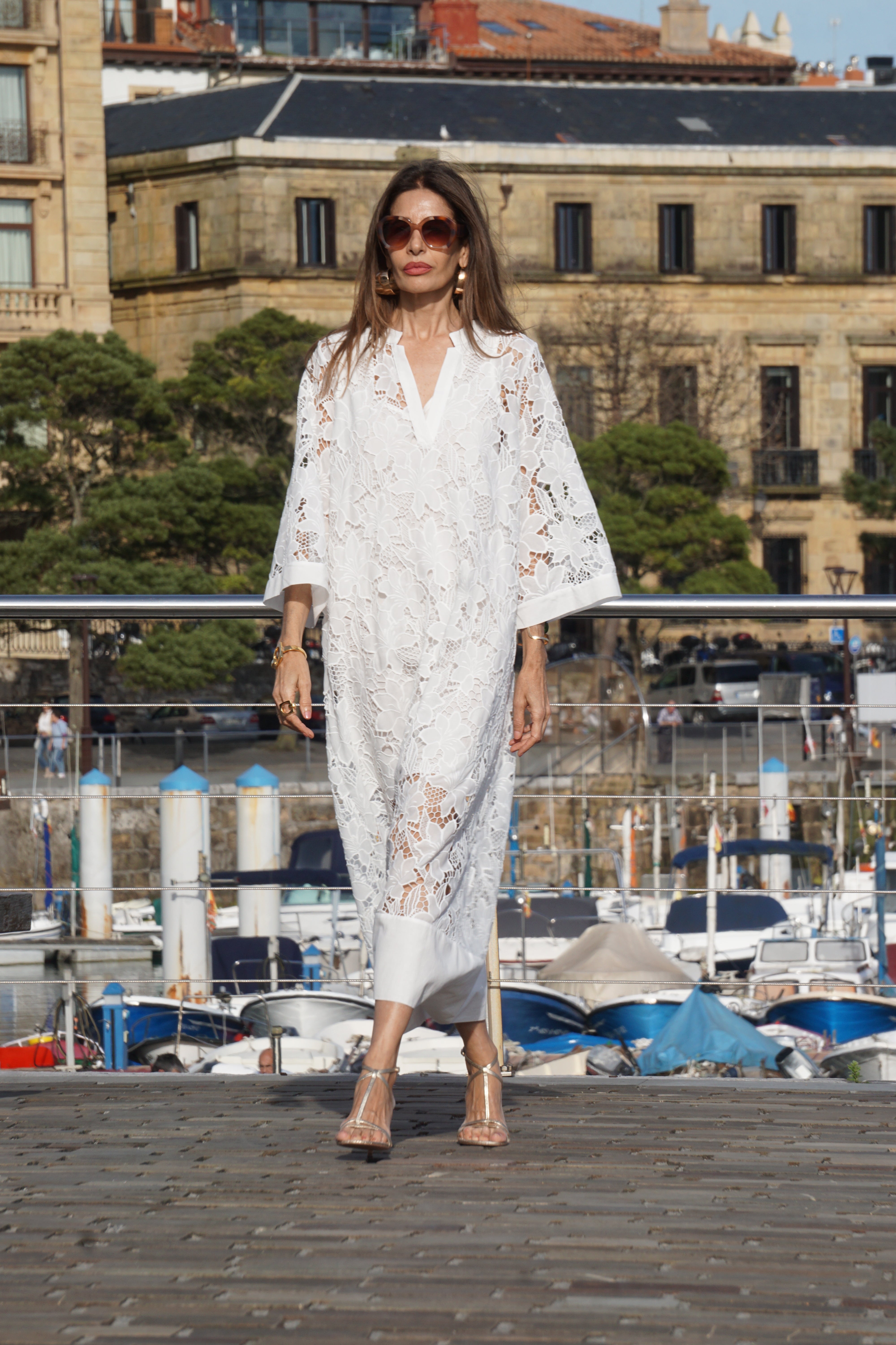  Flower Lace Bell Sleeve Loose Midi Dress (Buy 2 Free Shipping)
