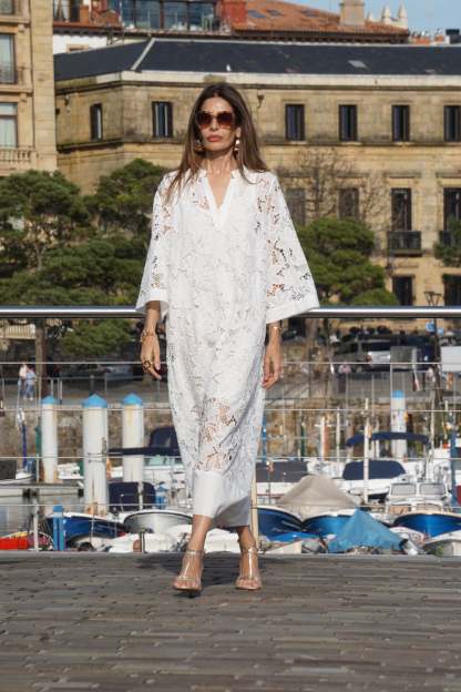  Flower Lace Bell Sleeve Loose Midi Dress (Buy 2 Free Shipping)