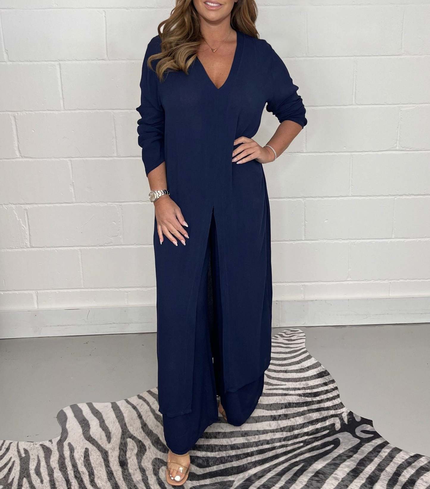 Casual 2 Pieces Suit With Long Top & Matching Trouser (Buy 2 Free Shipping)