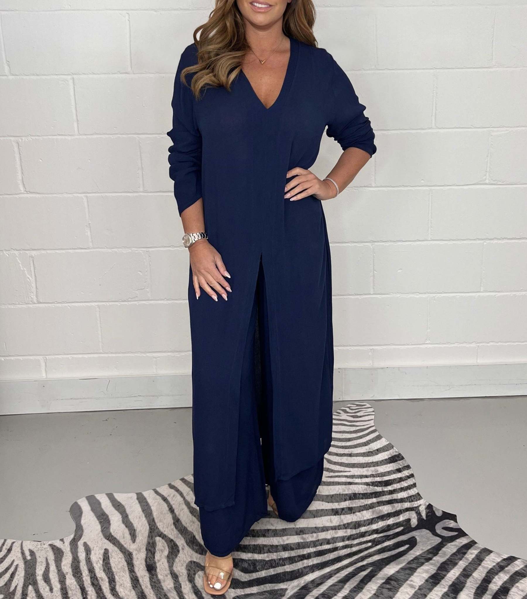 Casual 2 Pieces Suit With Long Top & Matching Trouser (Buy 2 Free Shipping)