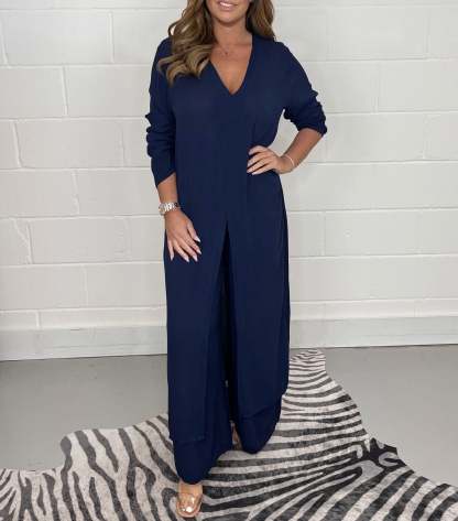 Casual 2 Pieces Suit With Long Top & Matching Trouser (Buy 2 Free Shipping)