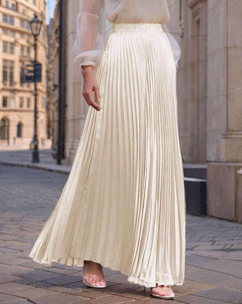 Elegant Satin Pleated Maxi Skirt (Buy 2 Free Shipping)