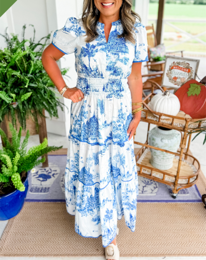 Classic Charm Toile Maxi Dress