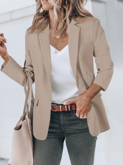 Button Open Front Pocket Blazers Jacket (Buy 2 Free Shipping)