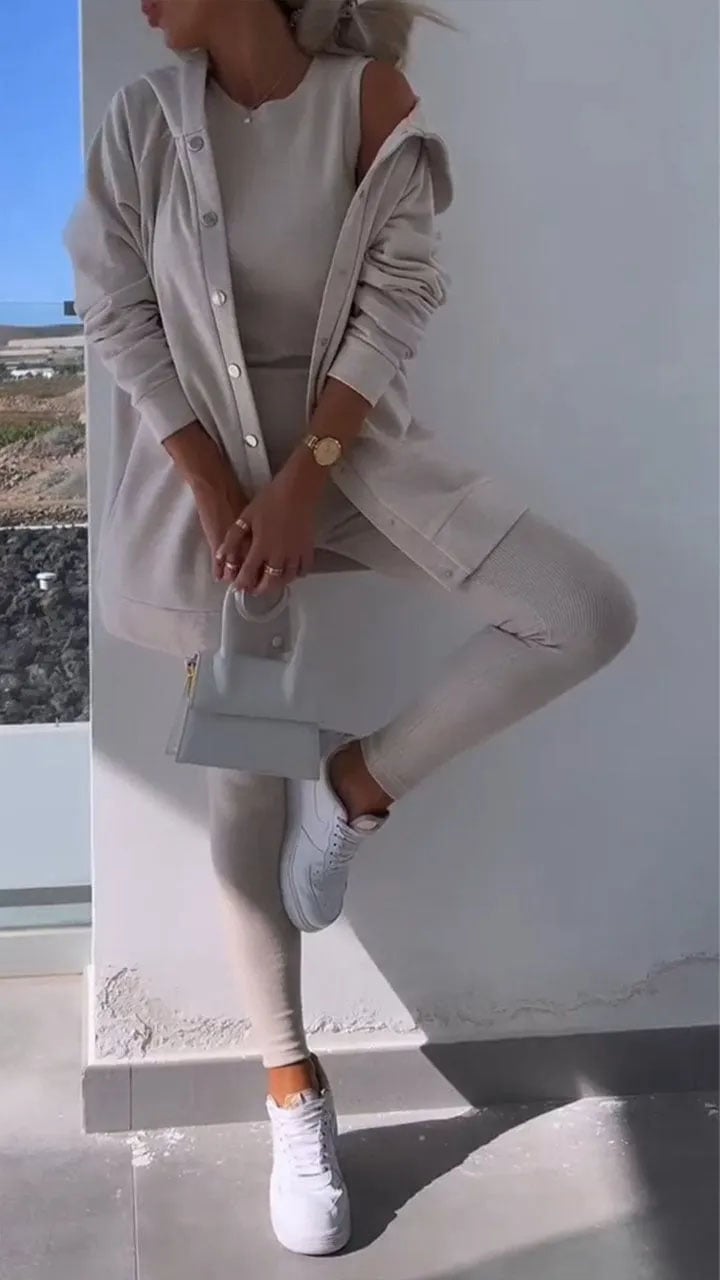 Hooded Cardigan Sweatshirt Three-piece Set (Buy 2 Free Shipping)