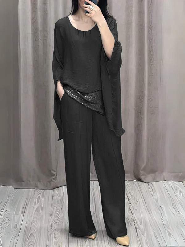 Casual Crew Neck Sequin Two-piece Suit (Buy 2 Free Shipping)