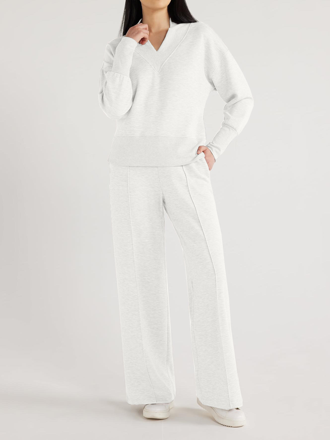 Women's  Solid 2 Piece Sets Outfits Casual Long Sleeve Sweatsuits Sets (Buy 2 Free Shipping)