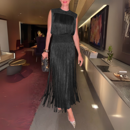 Glamorous Fringe Evening Dress (Buy 2 Free Shipping)