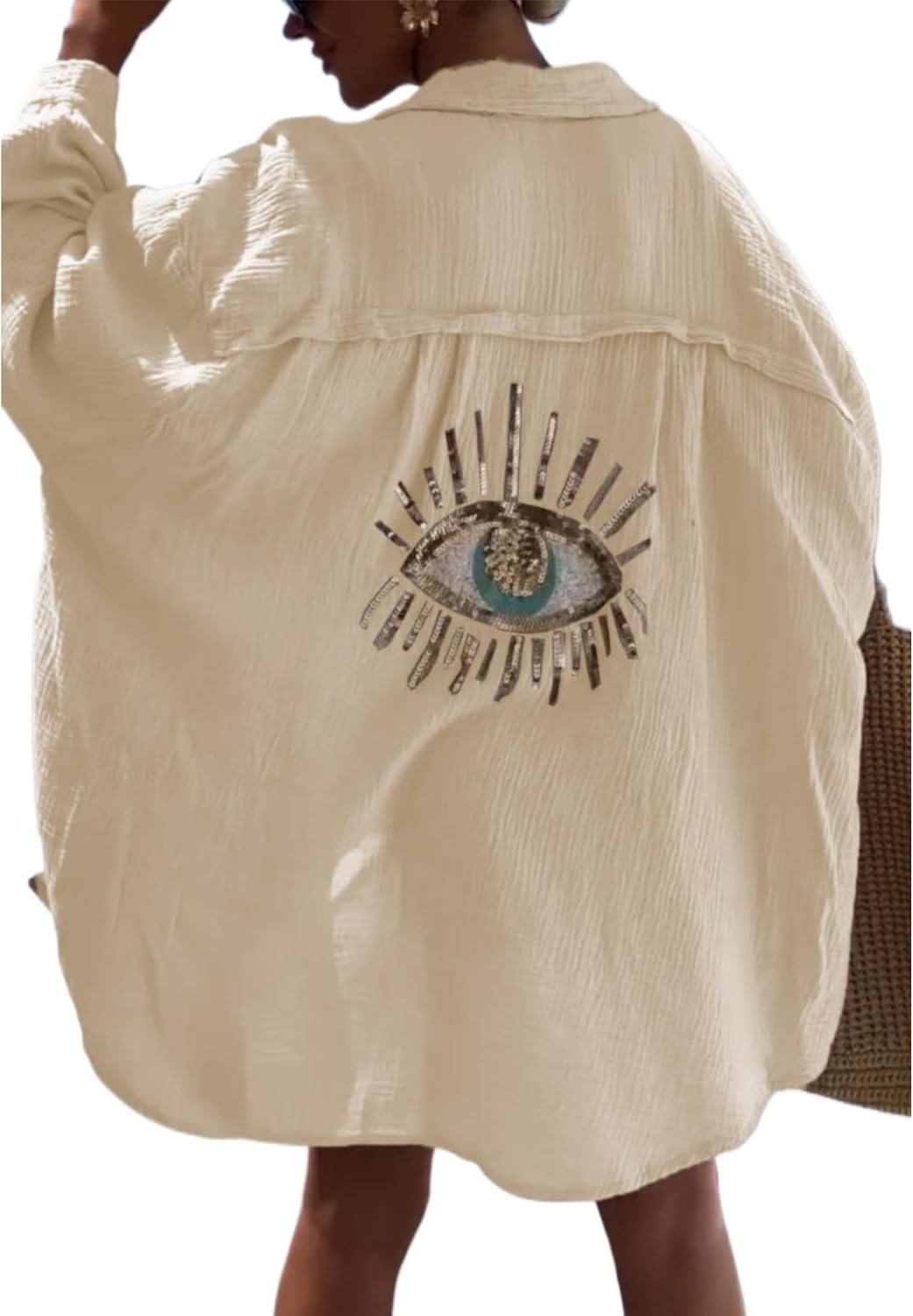 Embroidered Evil Eye Beach Cover-Up Shirt (Buy 2 Free Shipping)
