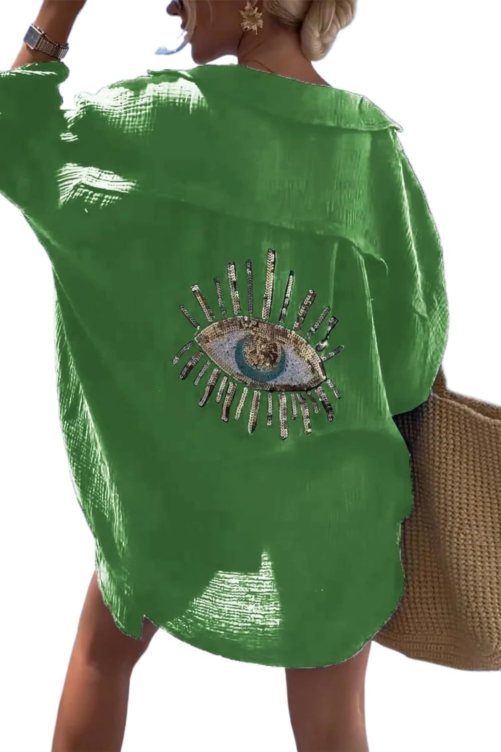 Embroidered Evil Eye Beach Cover-Up Shirt (Buy 2 Free Shipping)
