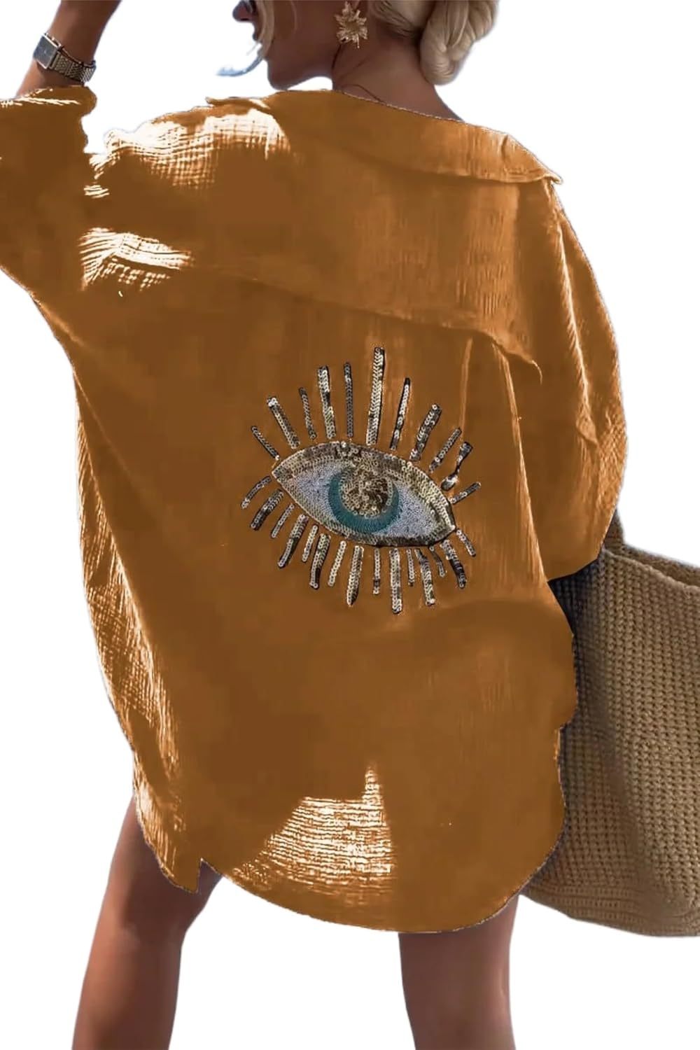 Embroidered Evil Eye Beach Cover-Up Shirt (Buy 2 Free Shipping)