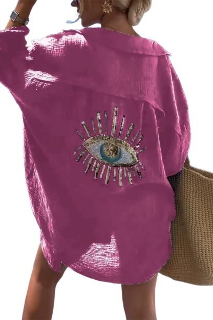 Embroidered Evil Eye Beach Cover-Up Shirt (Buy 2 Free Shipping)