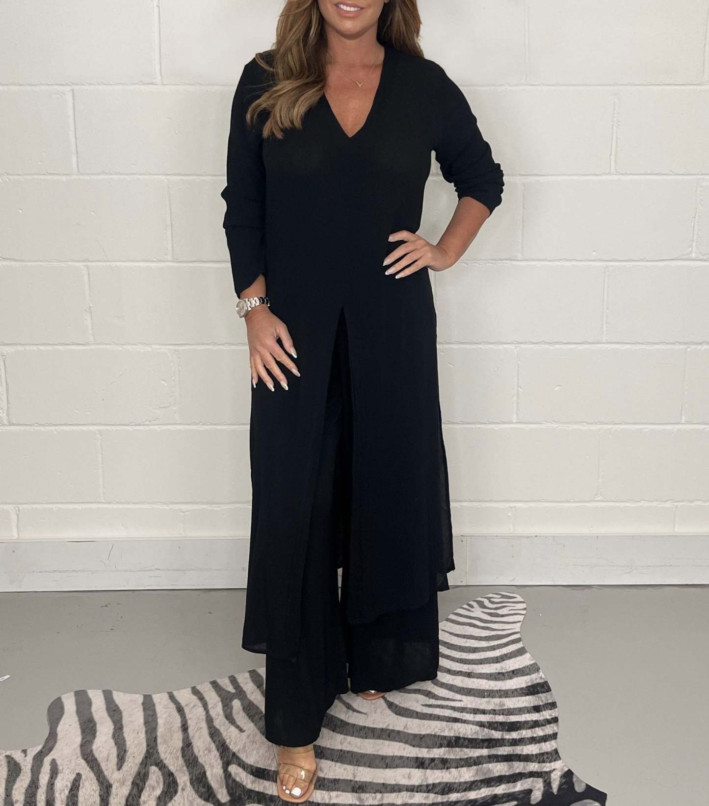 Casual 2 Pieces Suit With Long Top & Matching Trouser (Buy 2 Free Shipping)