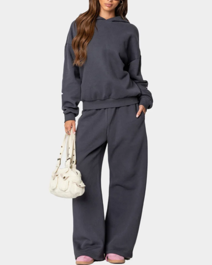 Bow Detail Hoodie Sweat Set (Buy 2 Free Shipping)