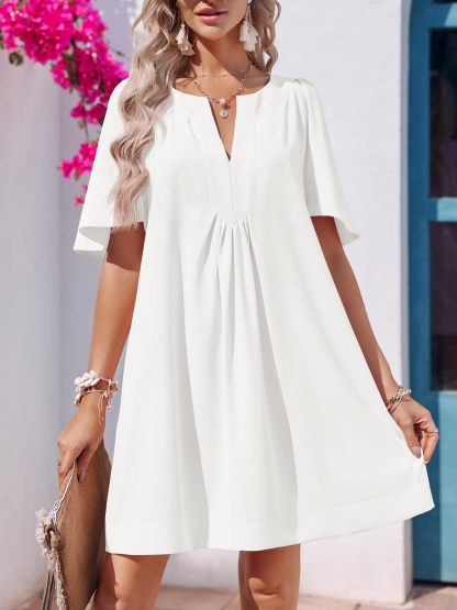 Last Day Promotion🔥Casual V Neck Flowy Mini Dress(Buy 2 Free Shipping)