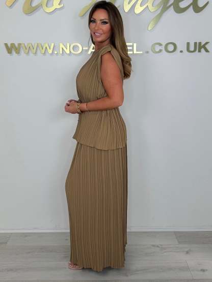 Pleated Tie Waist Top & Trouser Two Piece Set (Buy 2 Free Shipping)