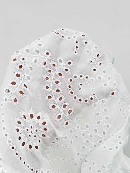 Eyelet Embroidered Ruffle Sleeve Shirt Blouse