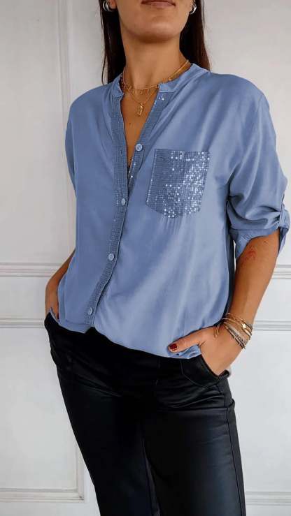 2024 HOT SALE🔥V-neck Sequin Casual Top(Buy 2 Free Shipping)