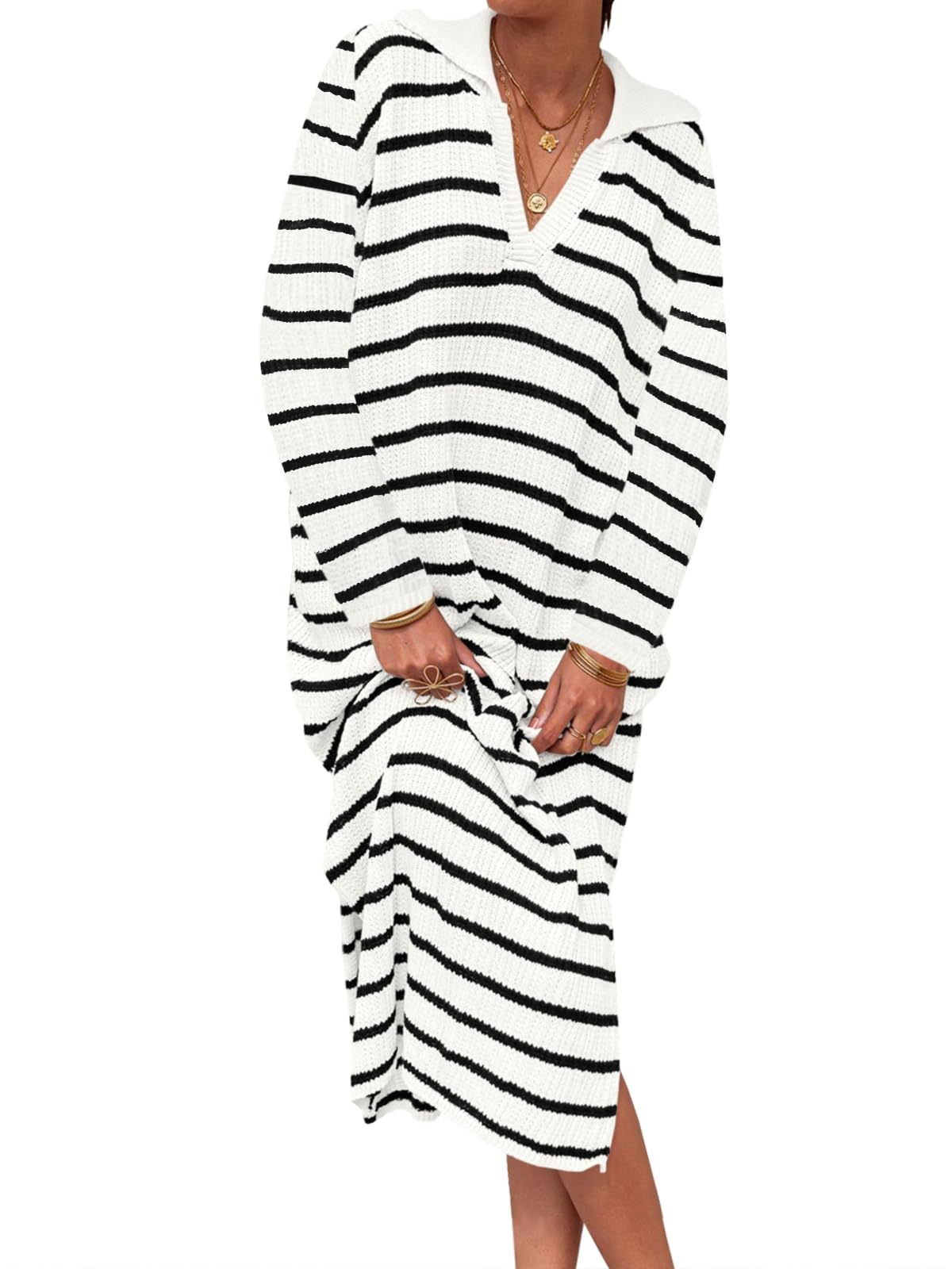 Striped Knit Sweater Dress(Buy 2 Free Shipping)