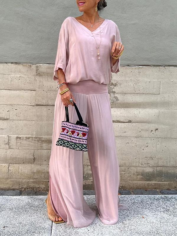 Elegant Chiffon Wide Leg Pants Two Piece Set (Buy 2 Free Shipping)