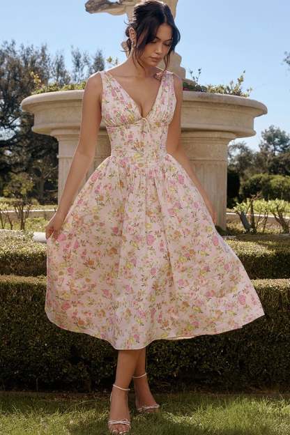 Last Day Promotion🔥Deep V Floral Midi Sundress(Buy 2 Free Shipping)