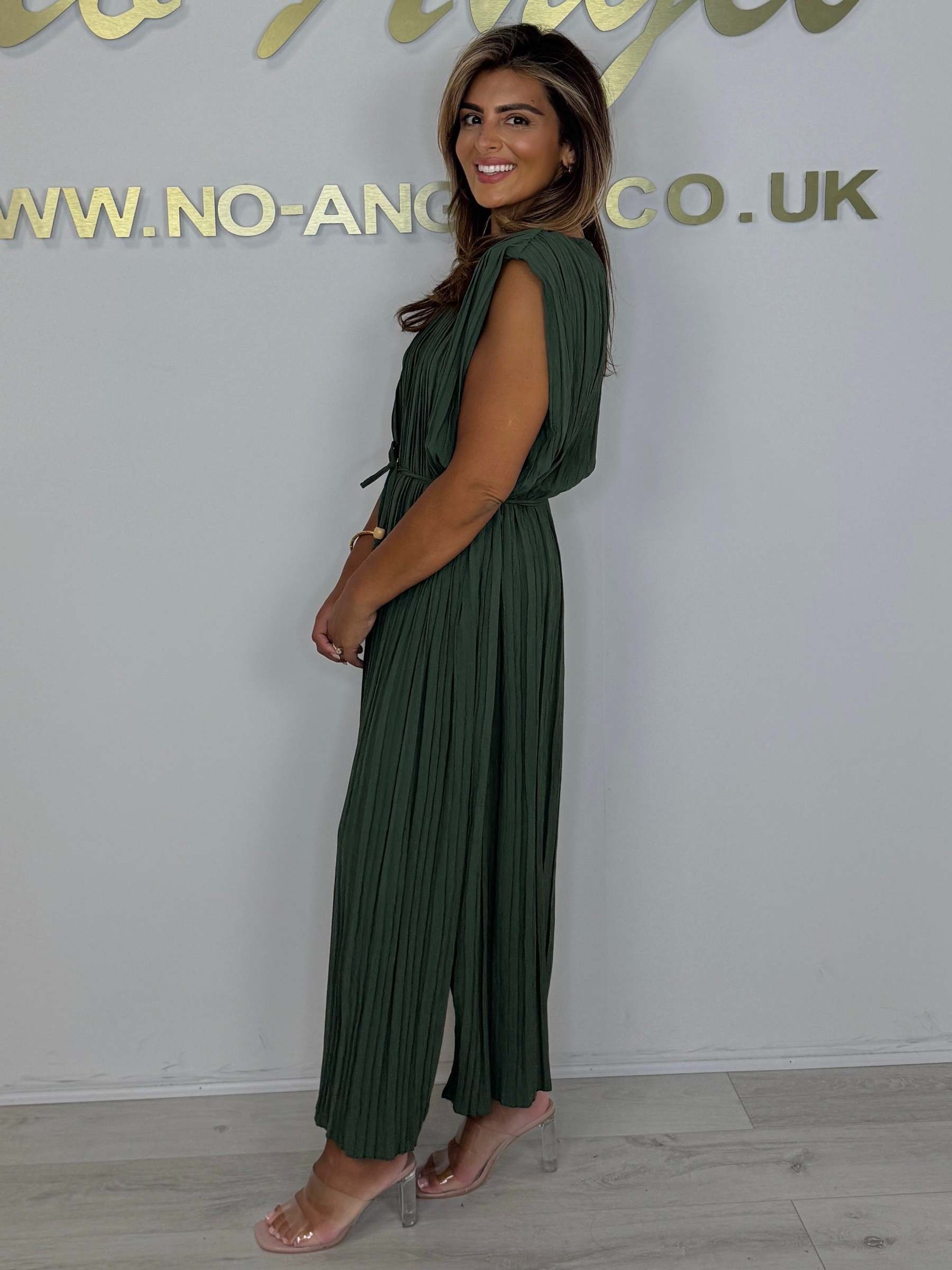 Pleated Tie Waist Midi Dress (Buy 2 Free Shipping)