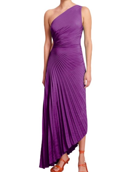 Elegant One-Shoulder Pleated Cutout Midi Dress (Buy 2 Free Shipping)