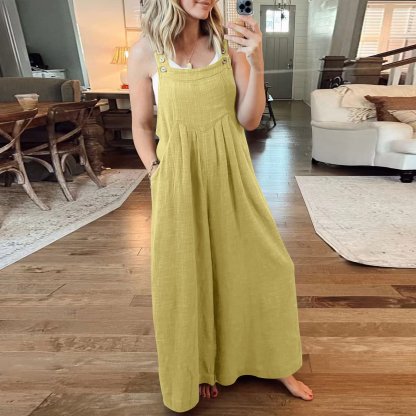 Last Day 48% OFF🔥Women's Sleeveless Wide Leg Jumpsuit with Pockets(Buy 2 Free Shipping)