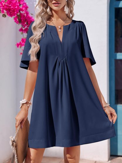 Last Day Promotion🔥Casual V Neck Flowy Mini Dress(Buy 2 Free Shipping)