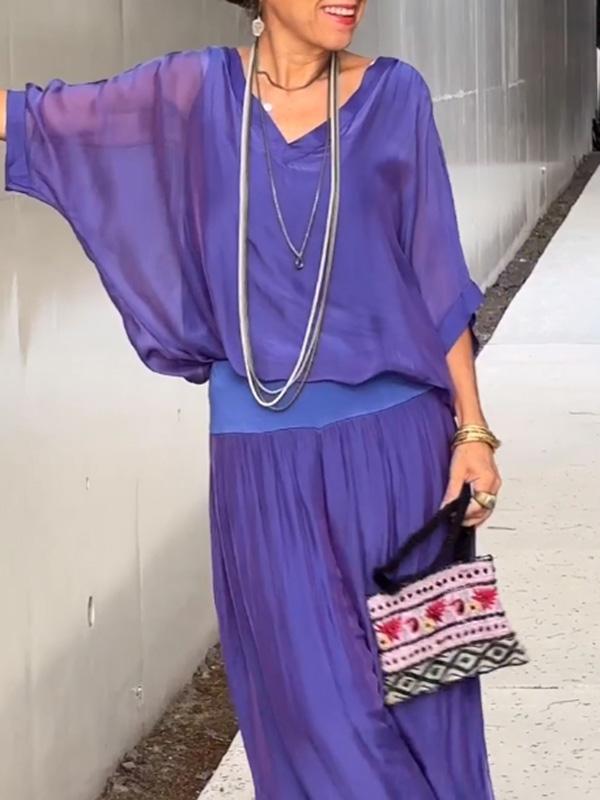 Elegant Chiffon Wide Leg Pants Two Piece Set (Buy 2 Free Shipping)