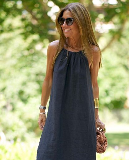 2024 Hot Sale🔥Linen Blend Halter Maxi Dress