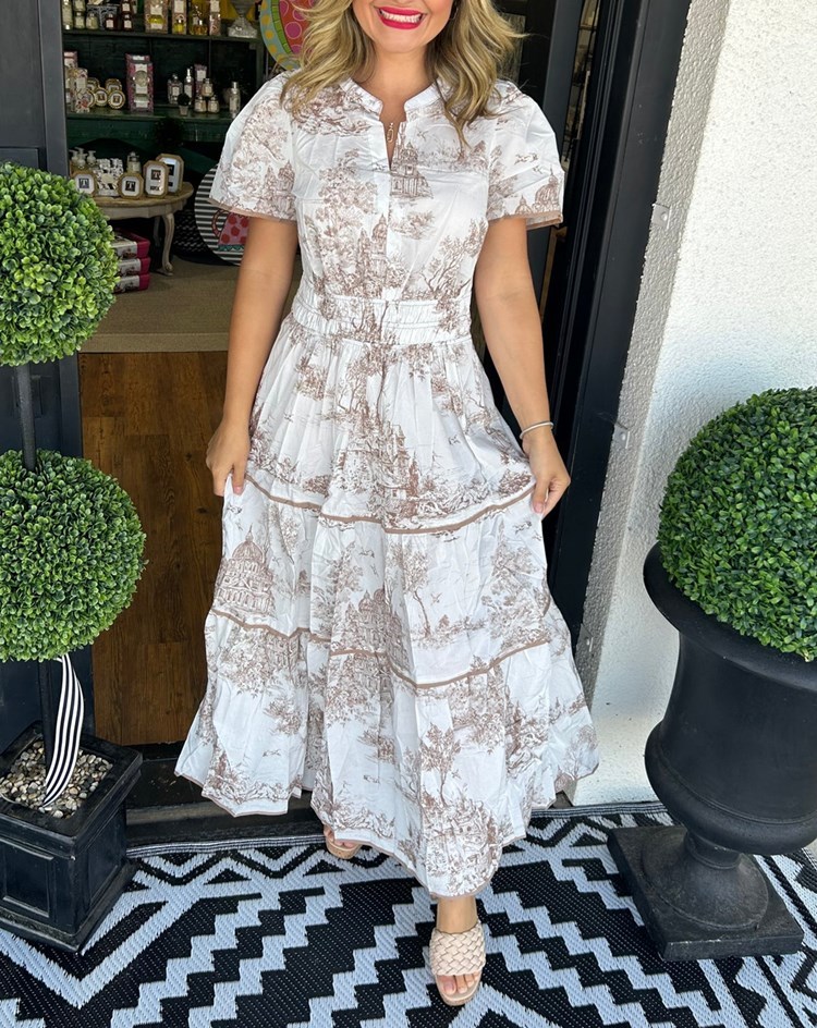 Classic Charm Toile Maxi Dress