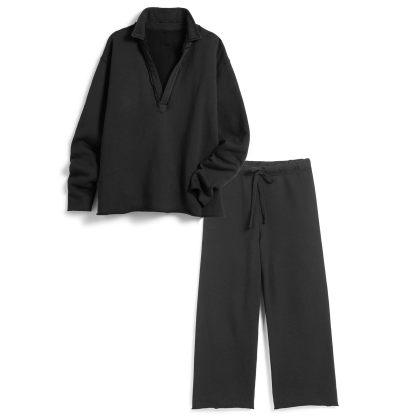 ⏰Hot Sale-2024 New Women's V Neck Pullover Sweatshirts Wide Leg Pants Set(Buy 2 10% OFF)