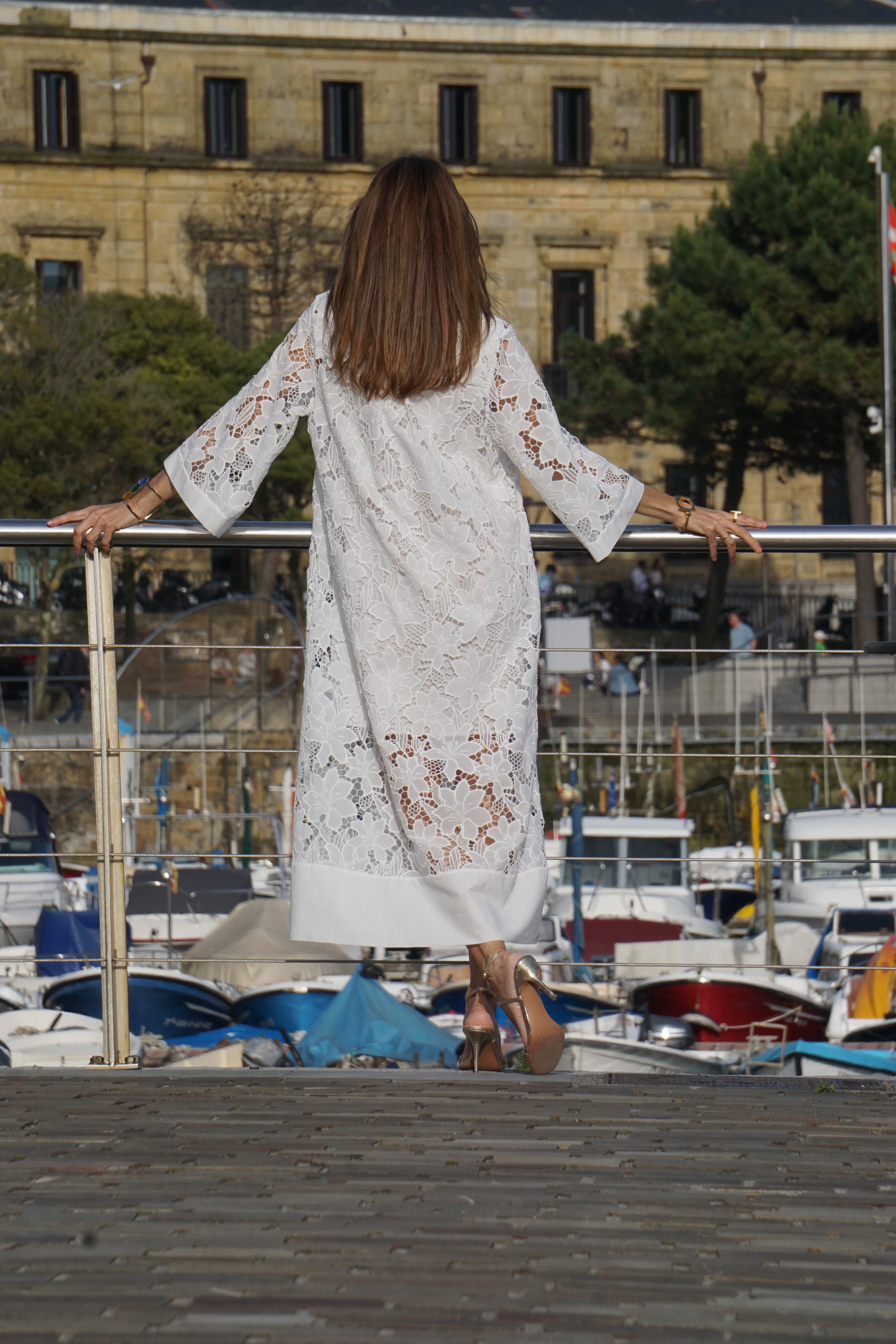  Flower Lace Bell Sleeve Loose Midi Dress (Buy 2 Free Shipping)