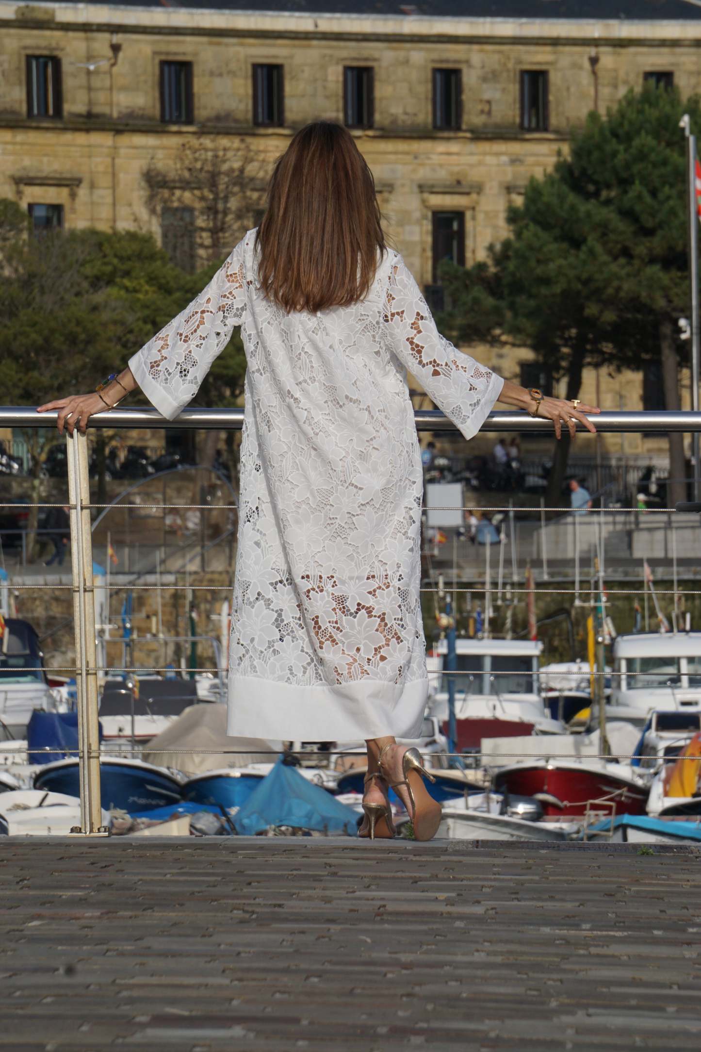  Flower Lace Bell Sleeve Loose Midi Dress (Buy 2 Free Shipping)