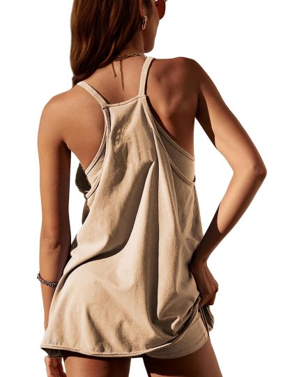 2024 Women's Summer Sleeveless Mini Dress Athletic Dress Spaghetti Strap with Pockets(BUY 2 FREE SHIPPING)