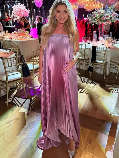Pleated Irregular Hem Maxi Dress (Buy 2 Free Shipping)