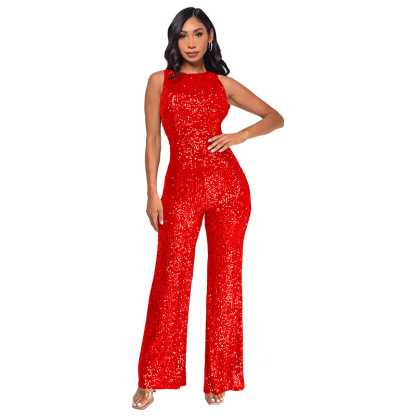Elegant Sequin Sleeveless Wide-Leg Jumpsuit (Buy 2 Free Shipping)