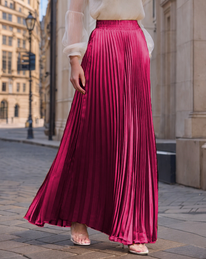 Elegant Satin Pleated Maxi Skirt (Buy 2 Free Shipping)