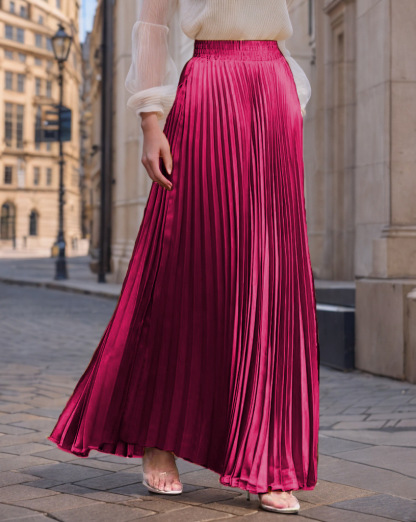 Elegant Satin Pleated Maxi Skirt (Buy 2 Free Shipping)
