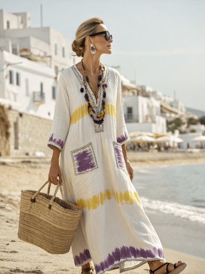 New Summer Foreign Trade Style European And American Amazon Independent Station Hot Style Elegant Large-Size Printed Long Dress