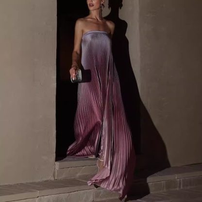 Pleated Irregular Hem Maxi Dress (Buy 2 Free Shipping)