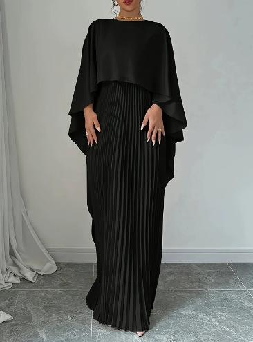 Elegant Pleated Cape Irregular Maxi Dress (Buy 2 Free Shipping)