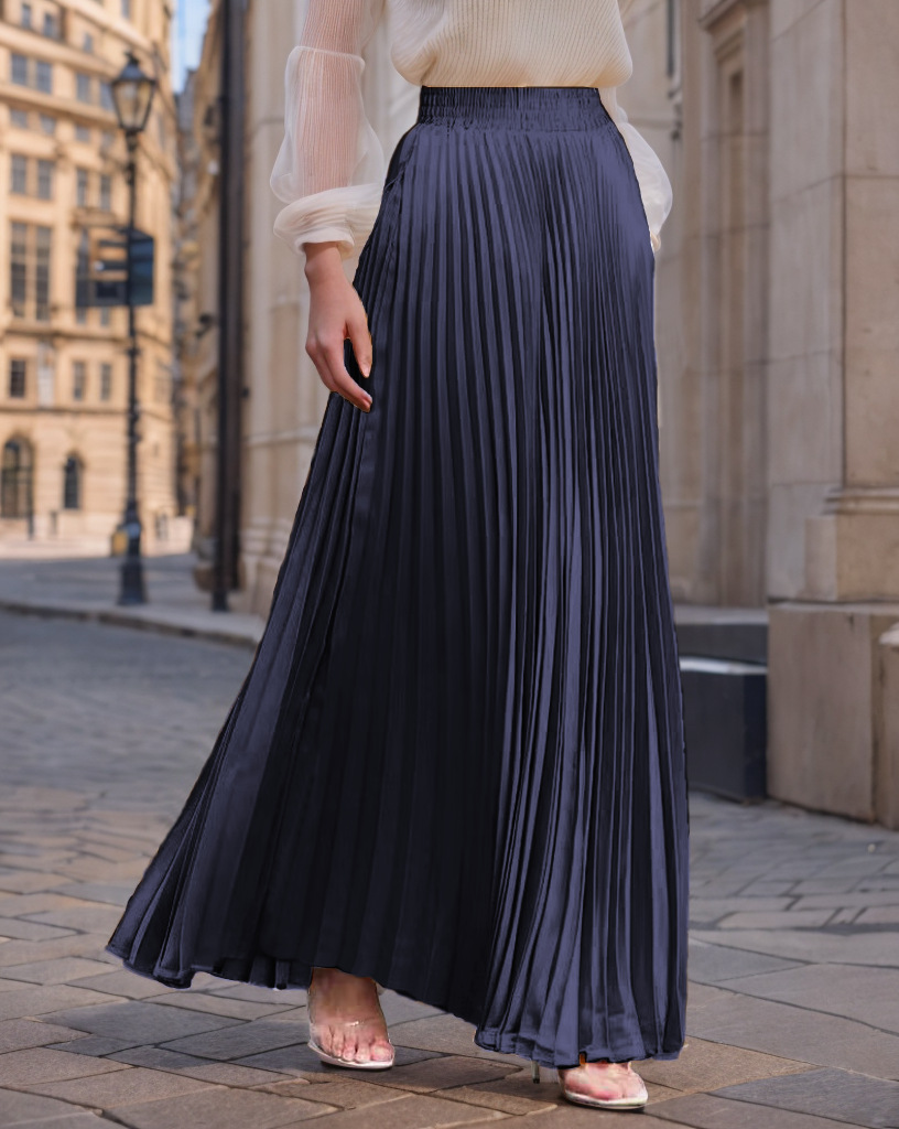 Elegant Satin Pleated Maxi Skirt (Buy 2 Free Shipping)