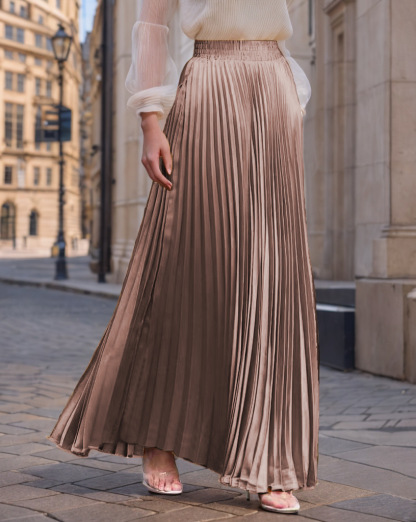 Elegant Satin Pleated Maxi Skirt (Buy 2 Free Shipping)
