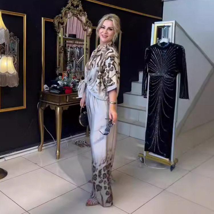 Leopard Print Satin Two-Piece Set (Buy 2 Free Shipping)