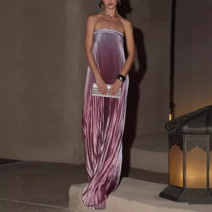 Pleated Irregular Hem Maxi Dress (Buy 2 Free Shipping)